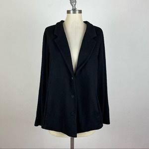 Eileen Fisher Black Textured Button Front Cardigan XL